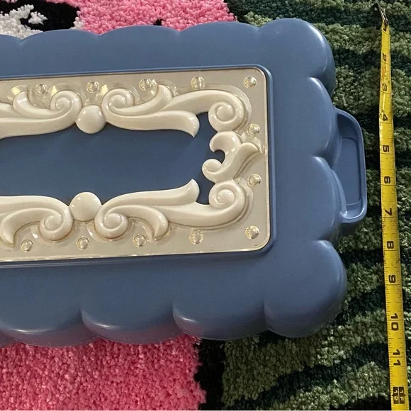 Vintage Max Factor Hollywood Redhead Wig Case Cosmetic Vanity Box Blue 1940s-50s - Picture 8 of 8